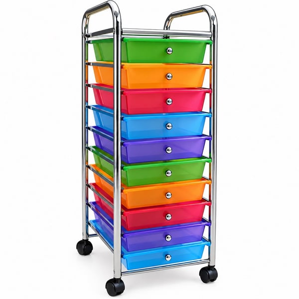 carrinho organizador colorido com gavetas